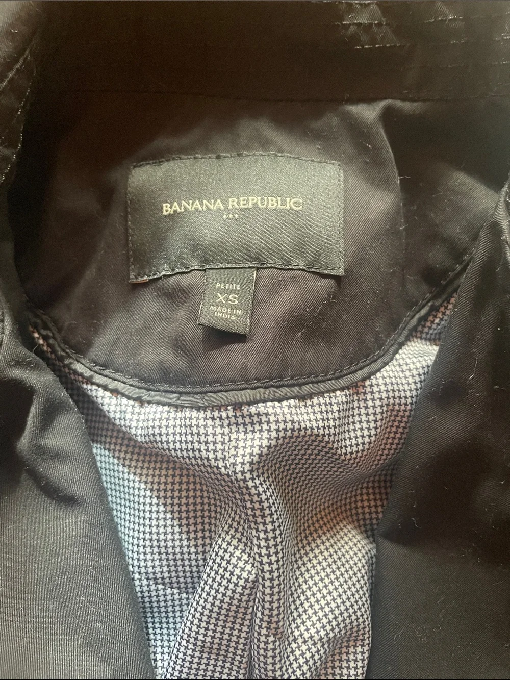 Banana Republic Black Double-Breasted Trench Coat with Belt